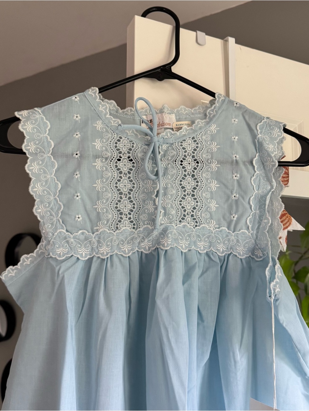 NWT Vintage Barbizon Nightgown Blue Lace Eyelet Bodice Cottagecore Prairie 80s - Picture 2 of 10